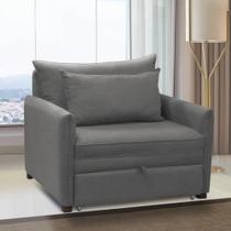 Poltrona Cama Retrátil Solteiro com Rodízio Cloe Bouclê Cinza Escuro E03 - D'Rossi Poltrona Cama Retrátil Solteiro com Rodízio Cloe Bouclê Cinza Escuro E03 - D'Rossi