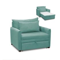 Poltrona Cama Retrátil Solteiro Com Rodízio Cloe Bouclê E03 - D'rossi Azul Turquesa Poltrona Cama Retrátil Solteiro Com Rodízio Cloe Bouclê E03 - D'rossi Azul Turquesa