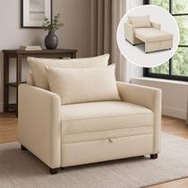 Poltrona Cama Retrátil Solteiro Com Rodízio Cloe Bouclê E03 - D'rossi Bege Poltrona Cama Retrátil Solteiro Com Rodízio Cloe Bouclê E03 - D'rossi Bege