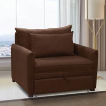 Poltrona Cama Retrátil Solteiro com Rodízio Cloe Bouclê Marrom E03 - D'Rossi Poltrona Cama Retrátil Solteiro com Rodízio Cloe Bouclê Marrom E03 - D'Rossi