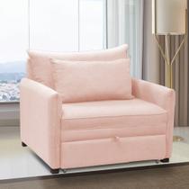 Poltrona Cama Retrátil Solteiro com Rodízio Cloe Bouclê Rosê E03 - D'Rossi Poltrona Cama Retrátil Solteiro com Rodízio Cloe Bouclê Rosê E03 - D'Rossi