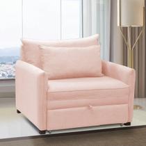 Poltrona Cama Retrátil Solteiro Com Rodízio Cloe Bouclê Rosê E03 - D'rossi Poltrona Cama Retrátil Solteiro Com Rodízio Cloe Bouclê Rosê E03 - D'rossi