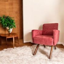 Poltrona Canadá Suede Terracota Pés de madeira Fácil de montar