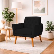Poltrona Capitonê Sala Escritório Consultório Safira Suede Preto Poltrona Capitonê Sala Escritório Consultório Safira Suede Preto
