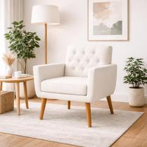 Poltrona Capitonê Sala Escritório Consultório Safira Veludo Bege Poltrona Capitonê Sala Escritório Consultório Safira Veludo Bege