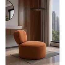 Poltrona Capri Giratória Orgânica com Detalhe em Aço Carbono