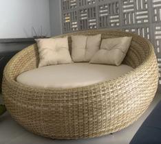 Poltrona Chaise Área Externa 1.60m Fibra Cor Palha Natural - Varanda Moveis Colombo PR