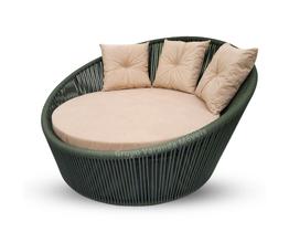Poltrona Chaise Londres corda nautica Verde, tecido lizato bege