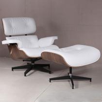 Poltrona Charles Eames com Puff material sintético Branco - AL MOVEIS