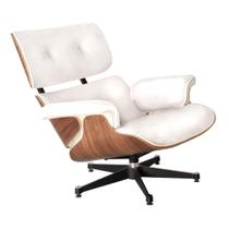 Poltrona Charles Eames Couro Legítimo Branco