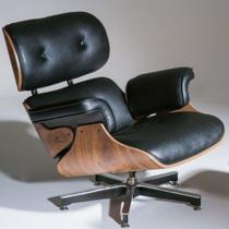 Poltrona Charles Eames Imbuia Couro Natural Preto 26605