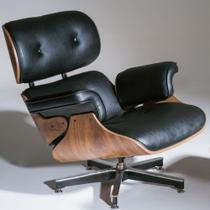 Poltrona Charles Eames Pau Ferro Couro Natural Preto 26606