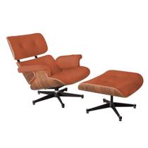 Poltrona Charles Eames Premium com Puff Couro Caramelo Poltrona Charles Eames Premium com Puff Couro Caramelo