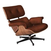 Poltrona Charles Eames sem Puff Couro Natural Marrom