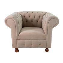 Poltrona Chesterfield Capitone Luis XV Suede Bege / Decoracao , Sala estar, tv, recepção, barbearia