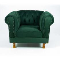 Poltrona Chesterfield Capitone Luis XV Suede Verde Musgo / Decoracao , Sala estar, tv, recepção, barbearia