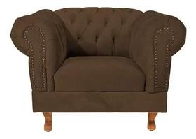 Poltrona Chesterfield Duque Marrom Luxo - Suede / decoração, recepção, barbearia, sala tv estar