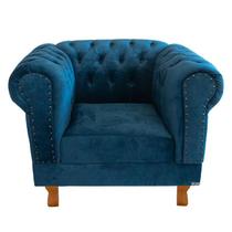 Poltrona Chesterfield Duque Suede Azul Marinho Para Sala, Tv, Estar, Recepção