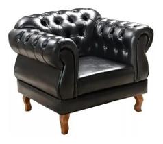 Poltrona Chesterfield Elisabeth Capitonê material sintético Preto SALA BARBEARIA