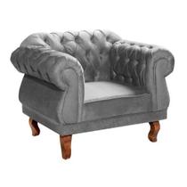 Poltrona Chesterfield Elisabeth Suede Cinza
