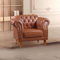 Poltrona Chesterfield material sintético Marrom Duque 103cm Yescasa Poltrona Chesterfield material sintético Marrom Duque 103cm Yescasa