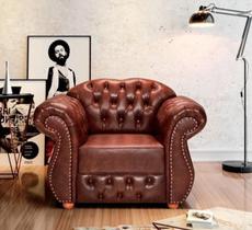 Poltrona Chesterfield Merlo - Corano Marrom / Decoração , Sala estar, tv, recepção, barbearia - NOVO ENCANTO