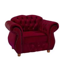 Poltrona Chesterfield Merlo Suede Bordo / Decoracao , Sala estar, tv, recepção, barbearia