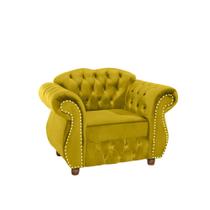 Poltrona Chesterfield Merlo - Veludo Amarelo / Decoração, recepção , barbearia, sala tv estar