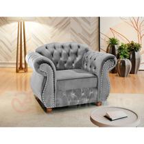 Poltrona Chesterfield Merlô Via Encanto Veludo Cinza Poltrona Chesterfield Merlô Via Encanto Veludo Cinza
