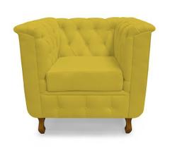 Poltrona Chesterfield Retro Capitonê Suede Amarelo - Casa & Estofados Poltrona Chesterfield Retro Capitonê Suede Amarelo - Casa & Estofados