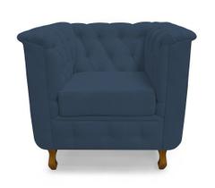 Poltrona Chesterfield Retro Capitonê Suede Azul Marinho - Casa & Estofados