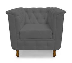 Poltrona Chesterfield Retro Capitonê Suede Grafite - Casa & Estofados