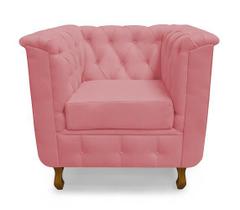 Poltrona Chesterfield Retro Capitonê Suede Rosa - Casa & Estofados