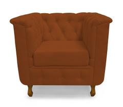Poltrona Chesterfield Retro Capitonê Suede Terracota - Casa & Estofados Poltrona Chesterfield Retro Capitonê Suede Terracota - Casa & Estofados