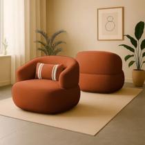 Poltrona Chloe em Buclê Design Orgânico Confortável e Resistente com Almofada Poltrona Chloe em Buclê Design Orgânico Confortável e Resistente com Almofada