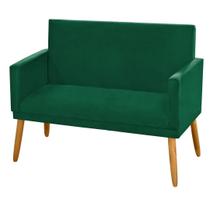 Poltrona Clássica 2 Lugares Pés Retrô Nina Suede Verde