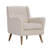 Poltrona Clássica Toscana Pés Manu Linho Bege Mesclado - Nexta Casa