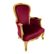 Poltrona Classico Folha Ouro Vermelho Grená Classica