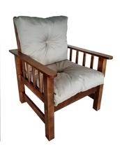 Poltrona Colonial Cancún De Madeira C/ Almofadas de Jacquard e Poliéster Creme