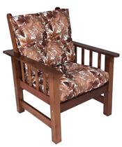 Poltrona Colonial Cancún De Madeira C/ Almofadas Estampa Floram Marrom