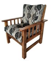 Poltrona Colonial Cancún De Madeira C/ Almofadas Estampa Floram Preta Poltrona Colonial Cancún De Madeira C/ Almofadas Estampa Floram Preta