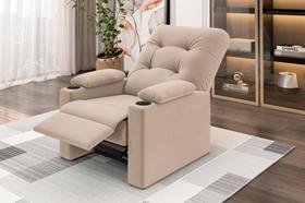 Poltrona Columbia Retrátil/Reclinável porta copos Suede Capuccino - XFlex Sofás