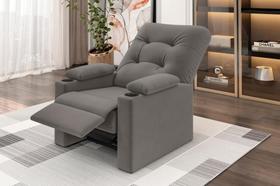Poltrona Columbia Retrátil/Reclinável porta copos Suede Cinza - XFlex Sofás Poltrona Columbia Retrátil/Reclinável porta copos Suede Cinza - XFlex Sofás