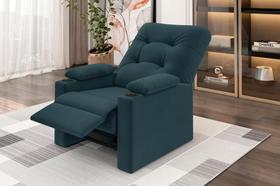 Poltrona Columbia Retrátil/Reclinável porta copos Suede Petróleo - XFlex Sofás Poltrona Columbia Retrátil/Reclinável porta copos Suede Petróleo - XFlex Sofás