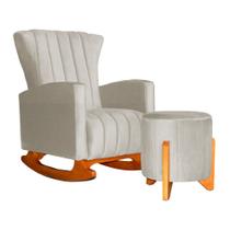 Poltrona Com Balanço E Puff Melinda Suede Bege Mz Decor Poltrona Com Balanço E Puff Melinda Suede Bege Mz Decor