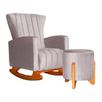 Poltrona Com Balanço E Puff Melinda Veludo Rosê Mz Decor Poltrona Com Balanço E Puff Melinda Veludo Rosê Mz Decor