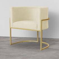 Poltrona Com Base Metal Cor Dourado Para Recepção - Suede - Sv Decor