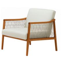 Poltrona com braço Acaé 76 cm (Largura) Ozki Madeira Eucalipto Cedro Tecido Bege C Corda Canela Poltrona com braço Acaé 76 cm (Largura) Ozki Madeira Eucalipto Cedro Tecido Bege C Corda Canela