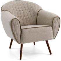 Poltrona Com Pés Palito Nina Tressê Bege Rústico D-470