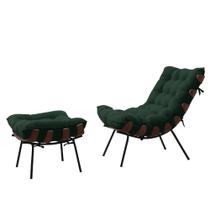 Poltrona Com Puff Costela Adão Madeira King Lar Verde
